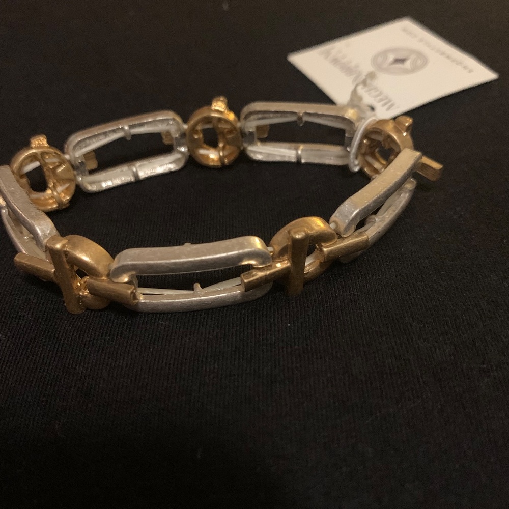 Meghan Browne Style Gold & Silver Link Stretch Bracelet NWT